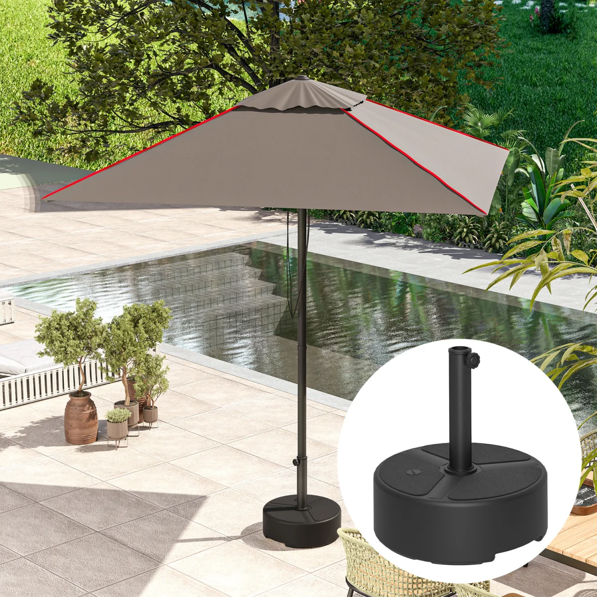 Outsunny SandWater Filled Parasol Stand Garden Parasol Base - Black – image 5