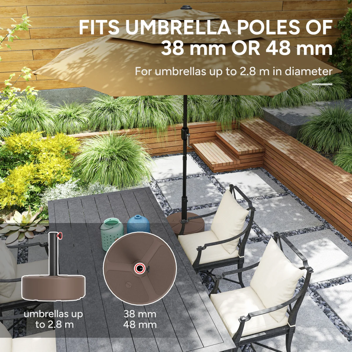 Outsunny SandWater Filled Parasol Stand Garden Parasol Base - Black – image 9