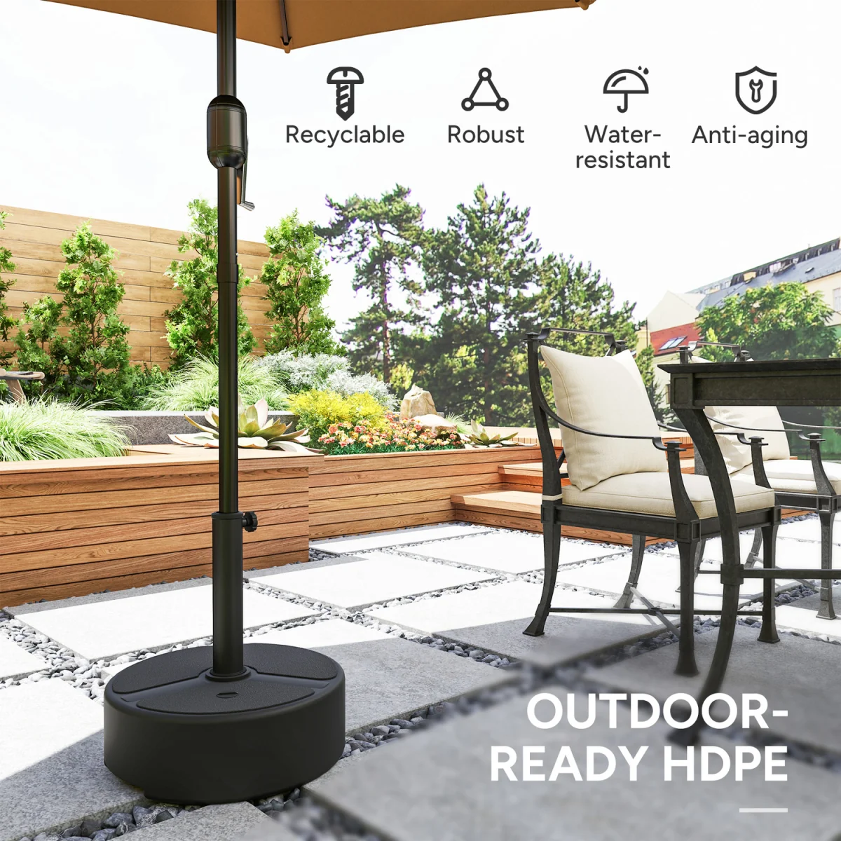 Outsunny SandWater Filled Parasol Stand Garden Parasol Base - Black – image 10
