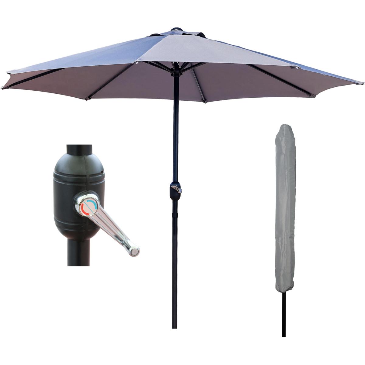 GlamHaus Garden Parasol Umbrella Light Grey With Protective Cover - Grey – image 3