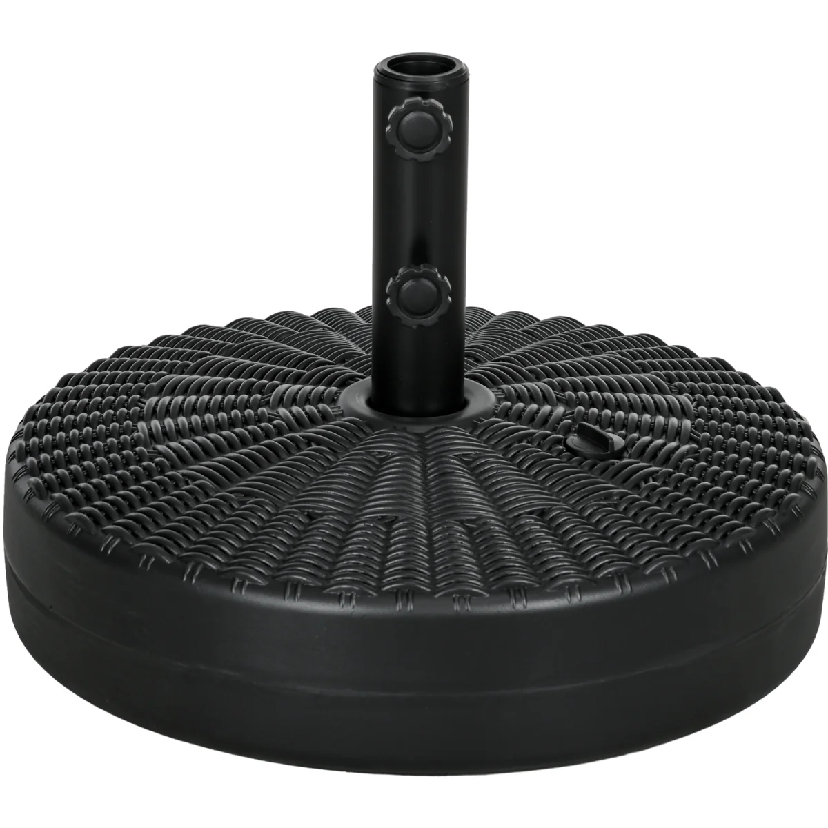 Round Umbrella Parasol Base with Rattan Effect, Plastic Parasol Stand - Black – image 8