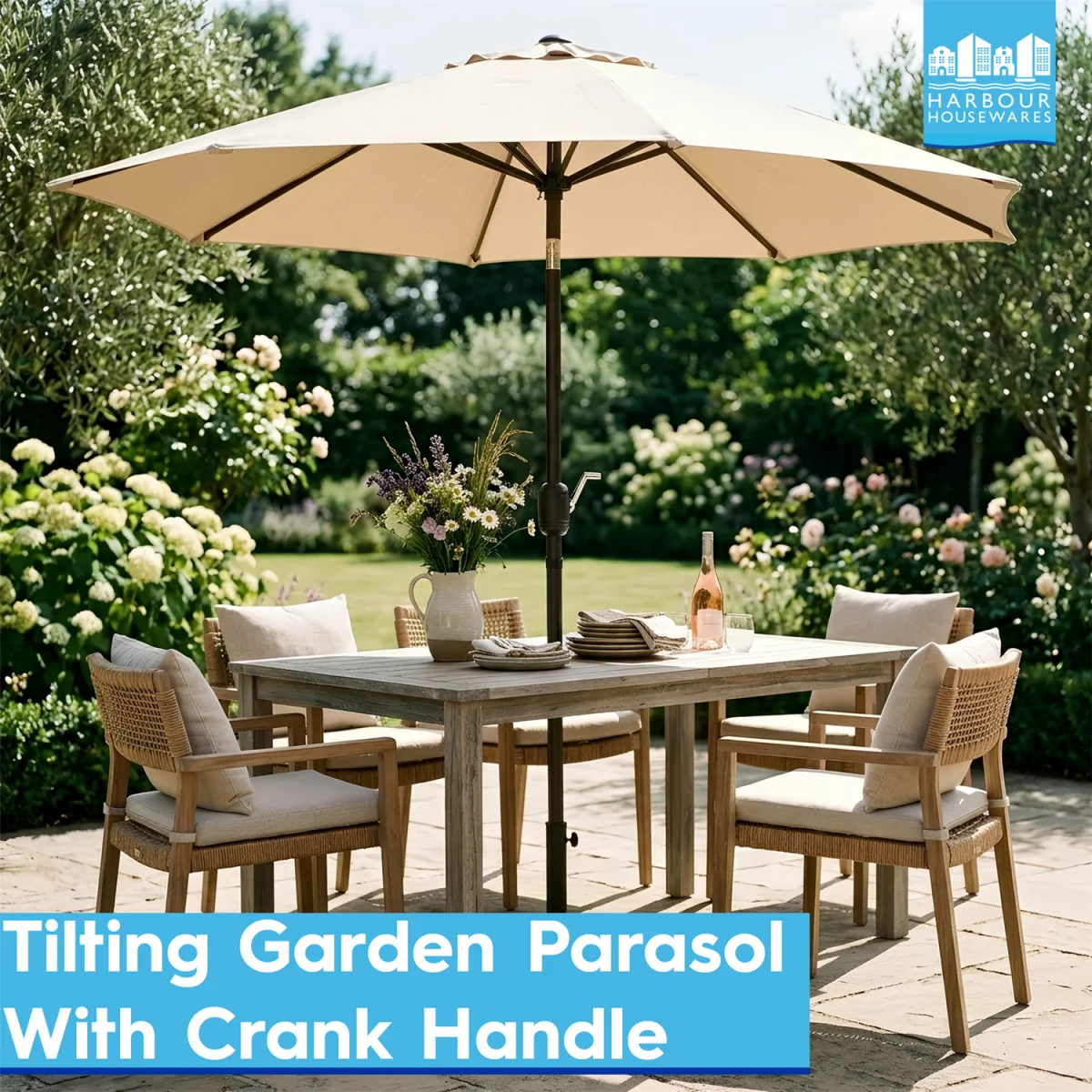 Tilting Garden Parasol - 2.7M - Green – image 3