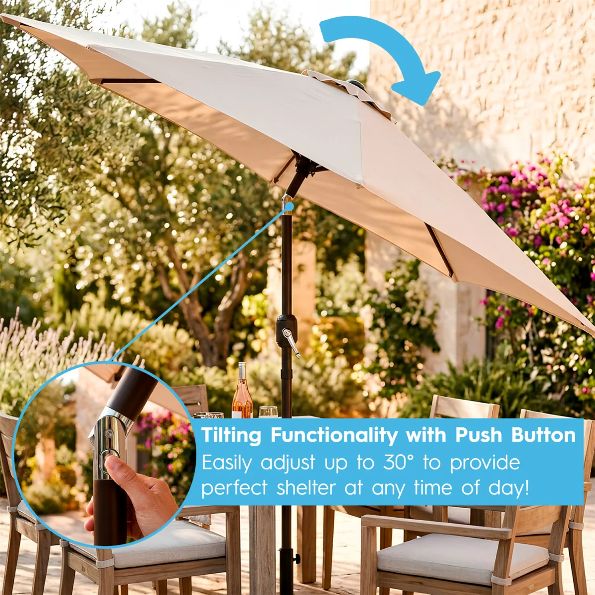 Tilting Garden Parasol - 2.7M - Green – image 4