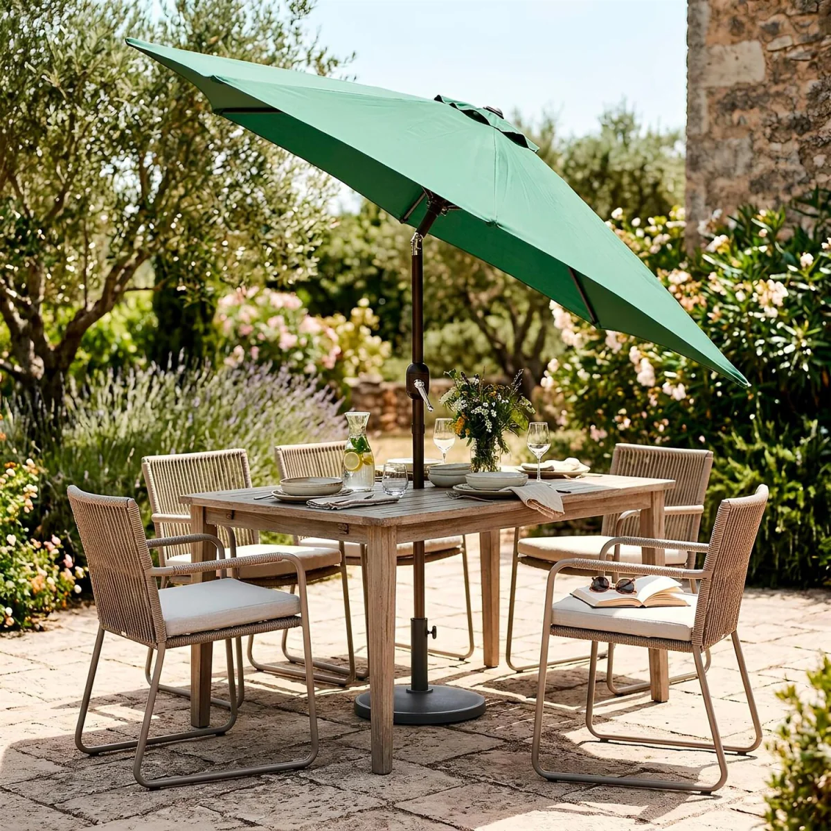 Tilting Garden Parasol - 2.7M - Green – image 8