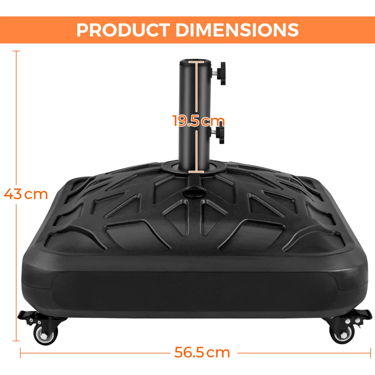 Yaheetech 37L Capacity Fillable Patio Parasol Base - Black – image 3