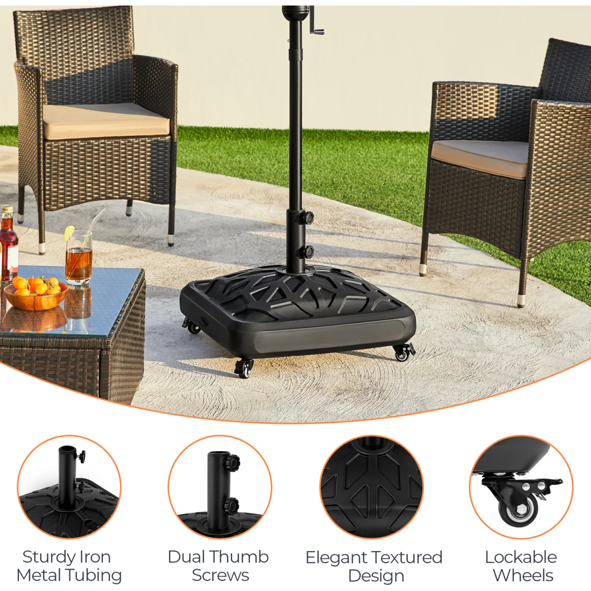 Yaheetech 37L Capacity Fillable Patio Parasol Base - Black – image 5