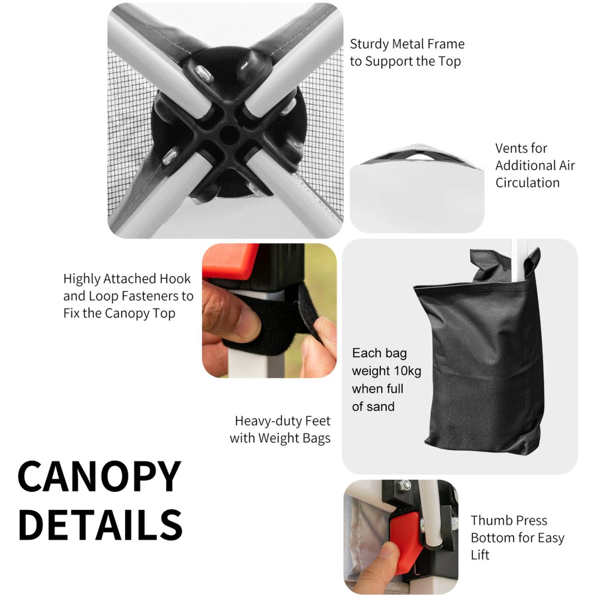 Adjustable Pop-up Canopy Tent Grey - Grey – image 5