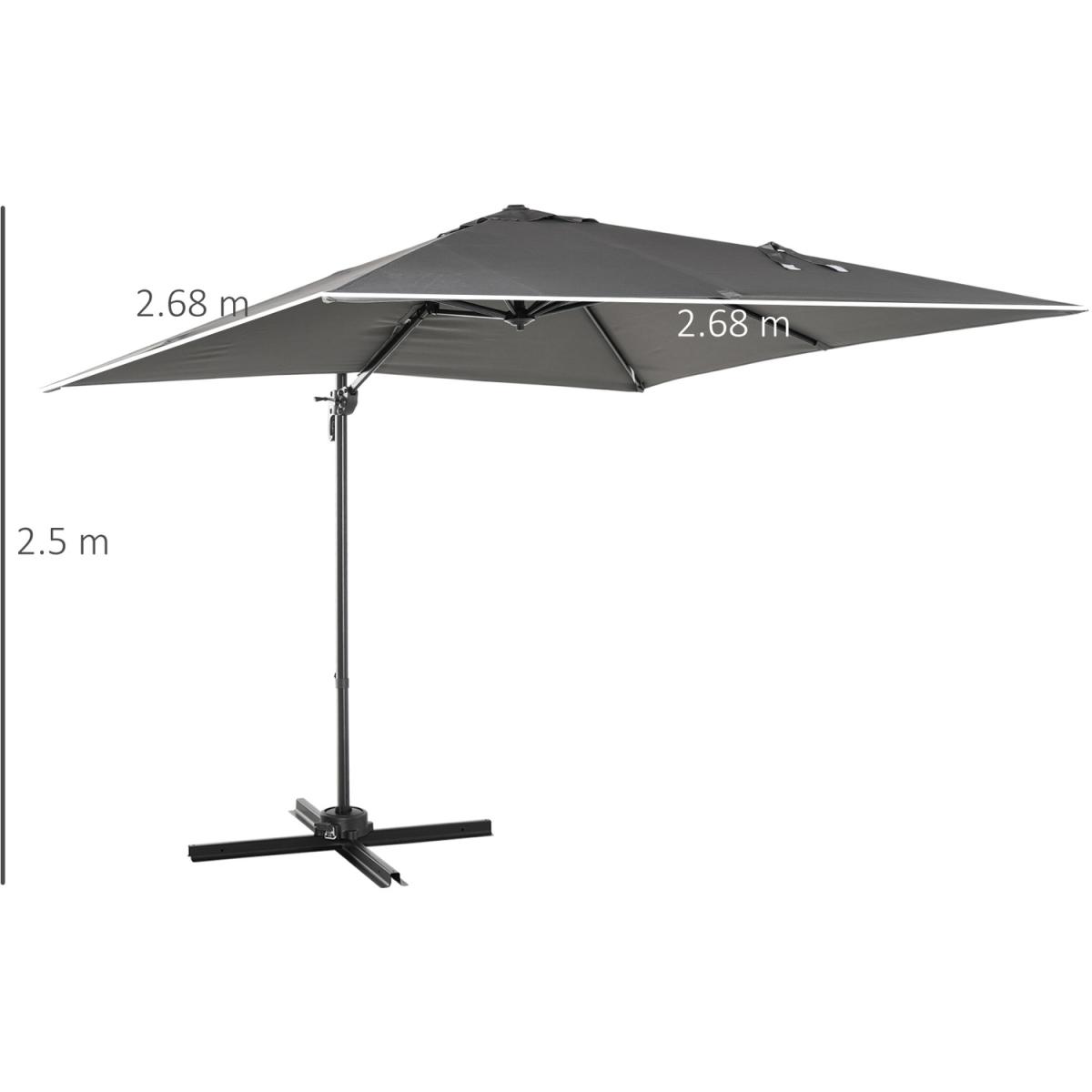 2.7m Outdoor Cantilever Roma Parasol 360 Rotating - Dark Grey – image 2