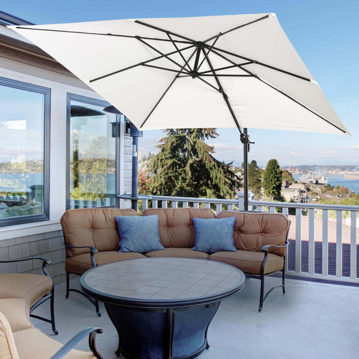 2.7m Outdoor Cantilever Roma Parasol 360 Rotating - Dark Grey – image 13