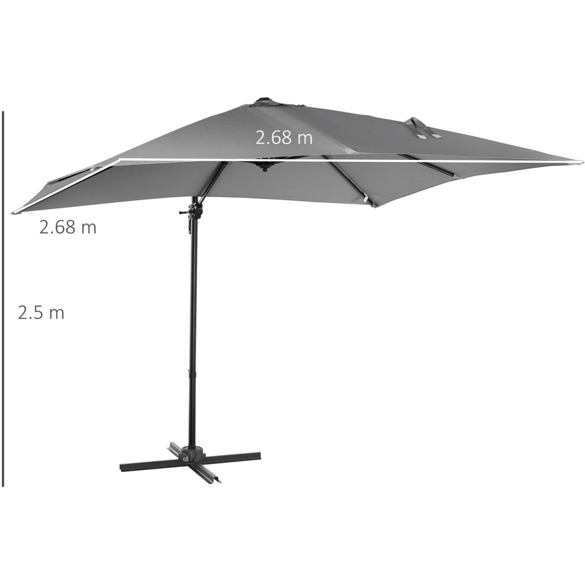 2.7m Outdoor Cantilever Roma Parasol 360 Rotating - Dark Grey – image 14