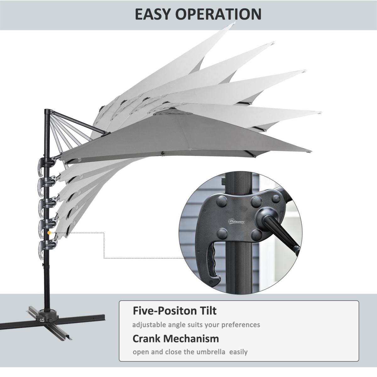2.7m Outdoor Cantilever Roma Parasol 360 Rotating - Dark Grey – image 15