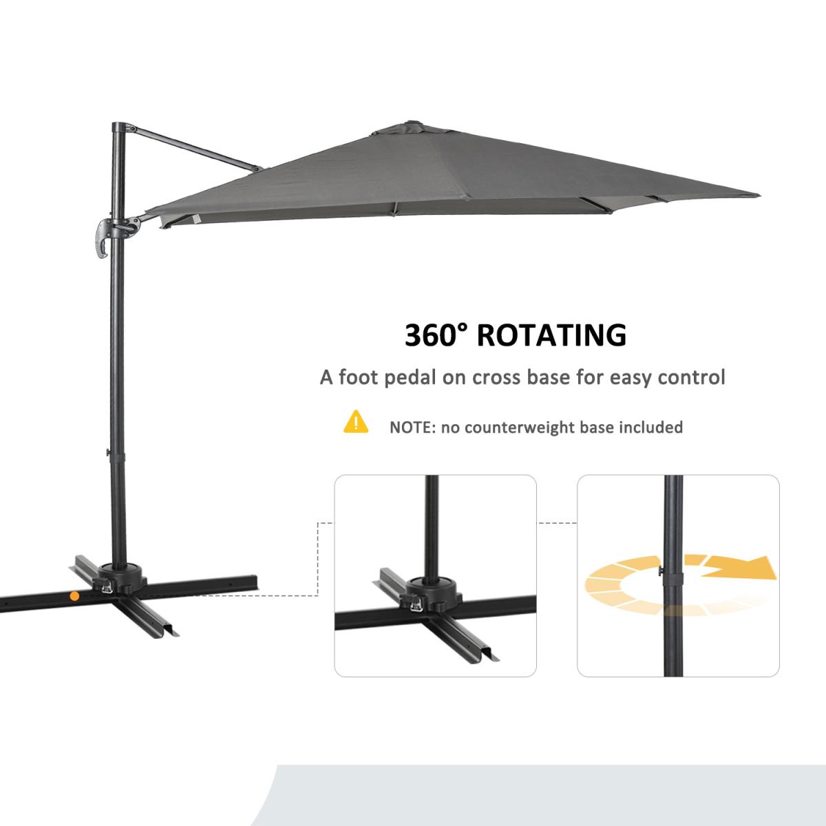 2.7m Outdoor Cantilever Roma Parasol 360 Rotating - Dark Grey – image 3