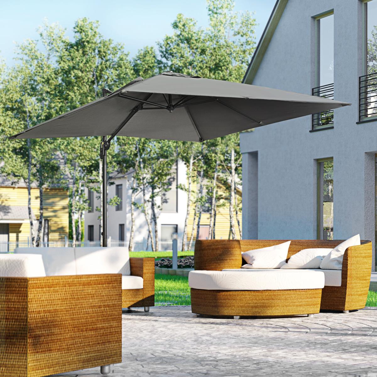 2.7m Outdoor Cantilever Roma Parasol 360 Rotating - Dark Grey – image 23