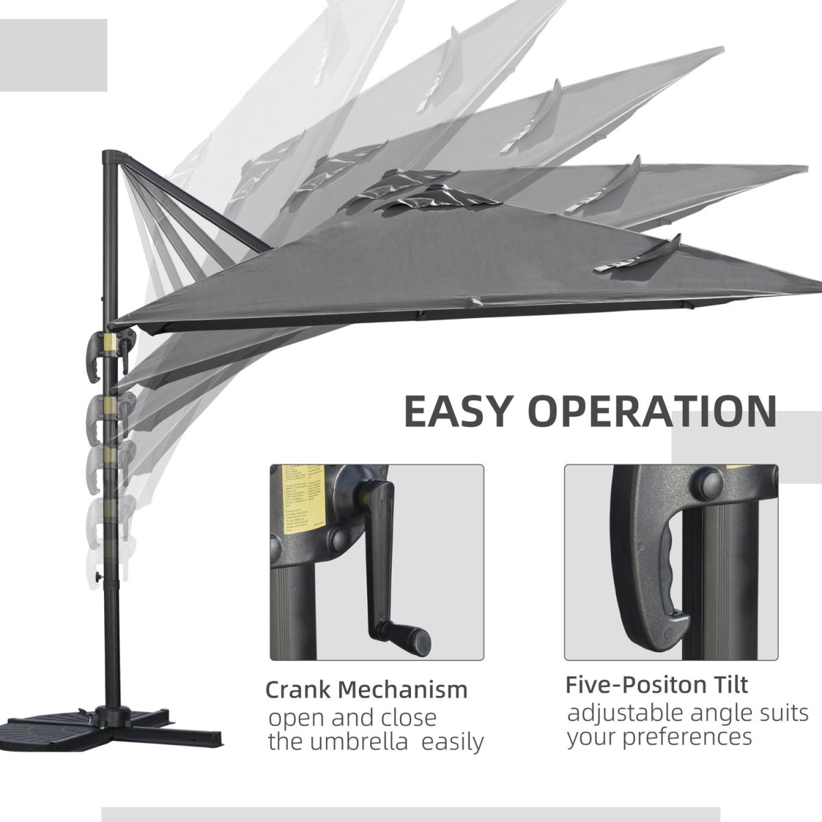 2.7m Outdoor Cantilever Roma Parasol 360 Rotating - Dark Grey – image 25