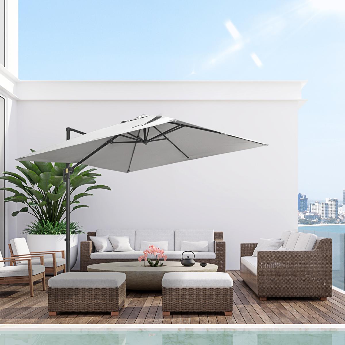 2.7m Outdoor Cantilever Roma Parasol 360 Rotating - Dark Grey – image 29