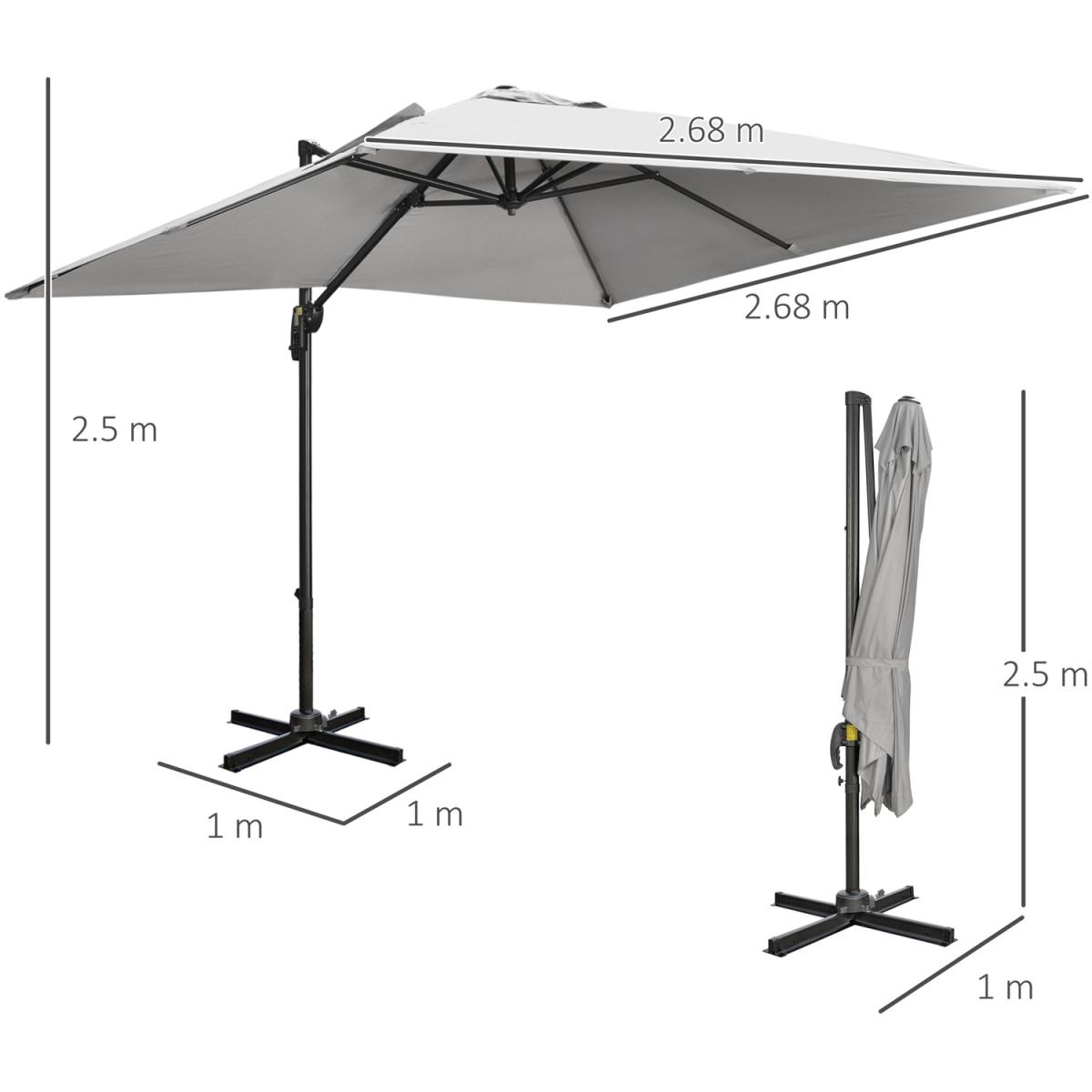 2.7m Outdoor Cantilever Roma Parasol 360 Rotating - Dark Grey – image 30