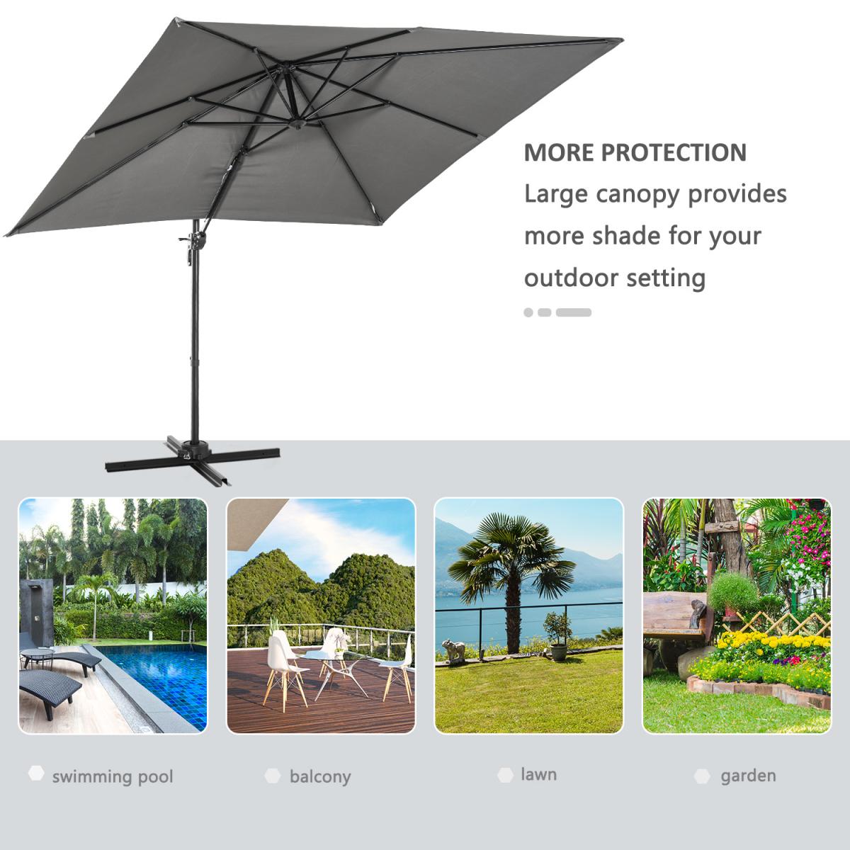 2.7m Outdoor Cantilever Roma Parasol 360 Rotating - Dark Grey – image 4