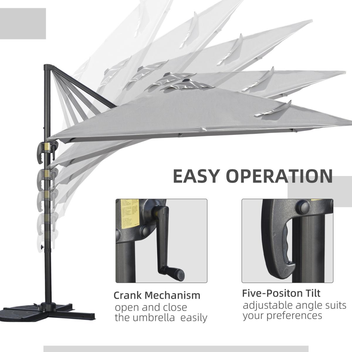 2.7m Outdoor Cantilever Roma Parasol 360 Rotating - Dark Grey – image 31
