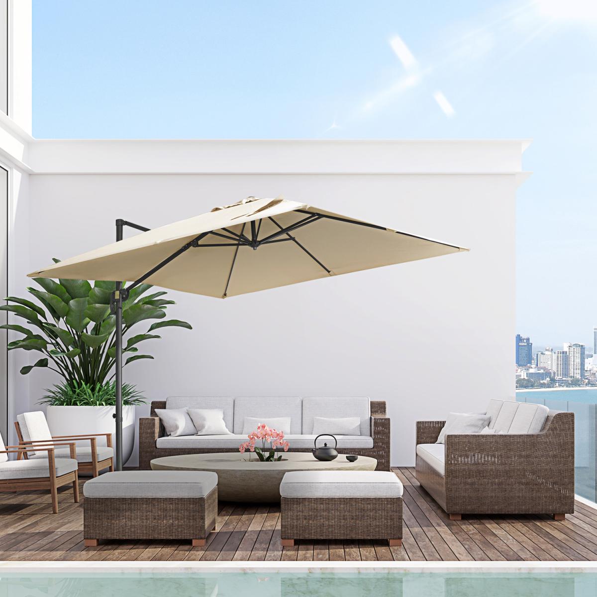 2.7m Outdoor Cantilever Roma Parasol 360 Rotating - Dark Grey – image 34