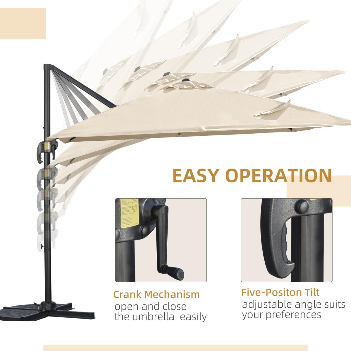 2.7m Outdoor Cantilever Roma Parasol 360 Rotating - Dark Grey – image 35