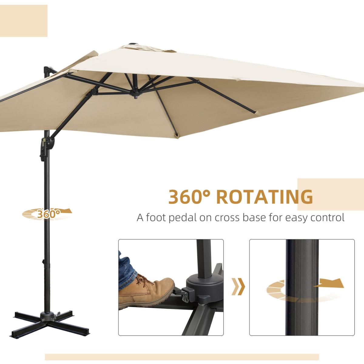 2.7m Outdoor Cantilever Roma Parasol 360 Rotating - Dark Grey – image 36