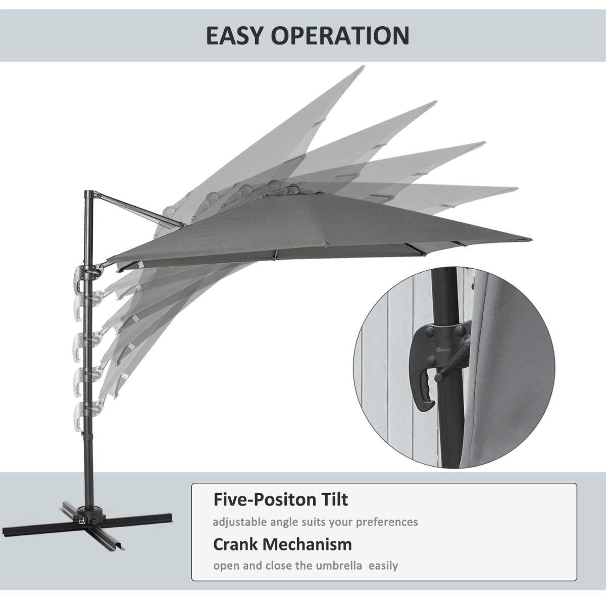 2.7m Outdoor Cantilever Roma Parasol 360 Rotating - Dark Grey – image 5