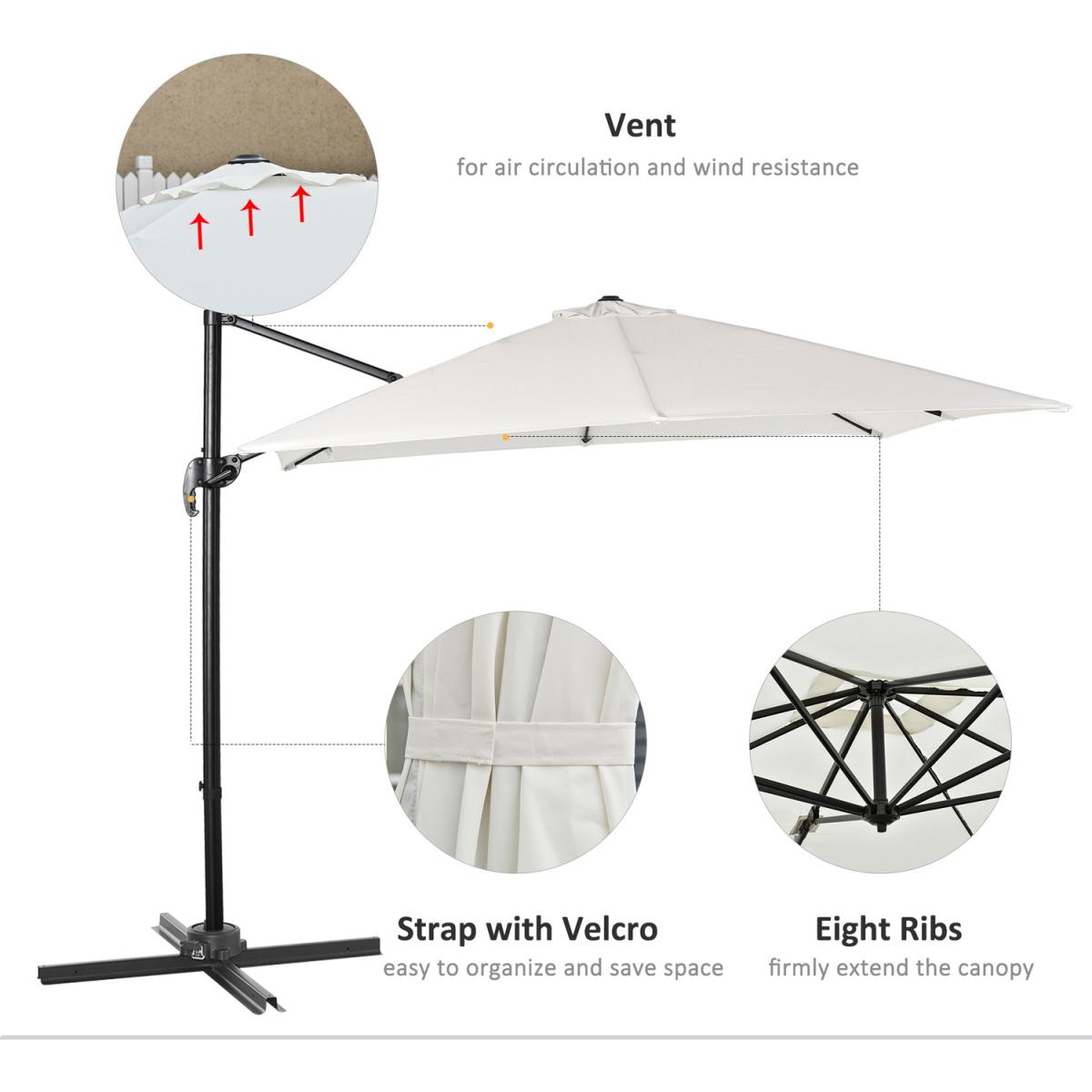 2.7m Outdoor Cantilever Roma Parasol 360 Rotating - Dark Grey – image 8