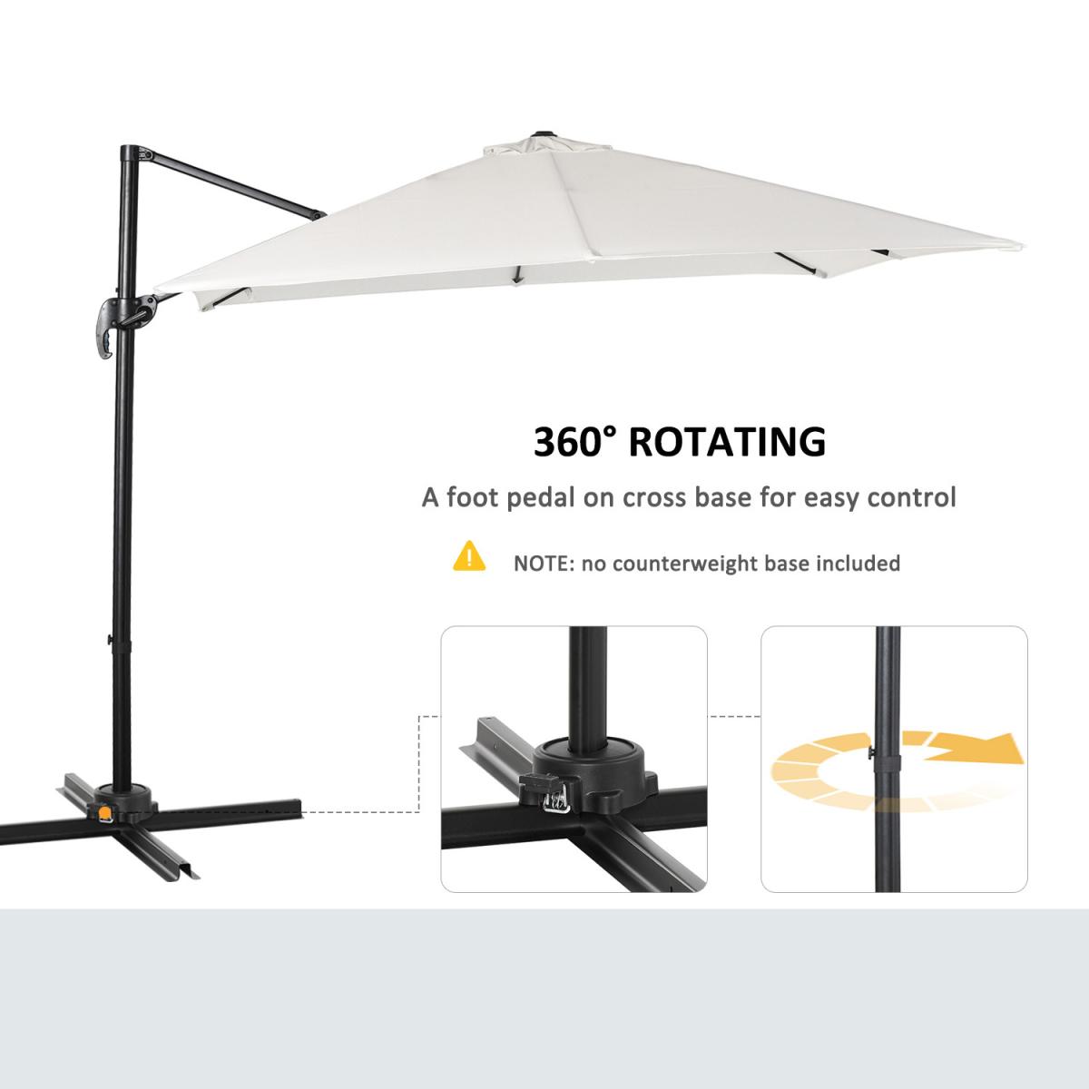 2.7m Outdoor Cantilever Roma Parasol 360 Rotating - Dark Grey – image 9