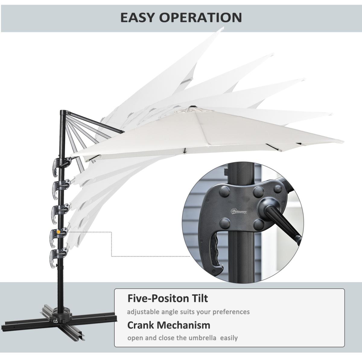 2.7m Outdoor Cantilever Roma Parasol 360 Rotating - Dark Grey – image 10