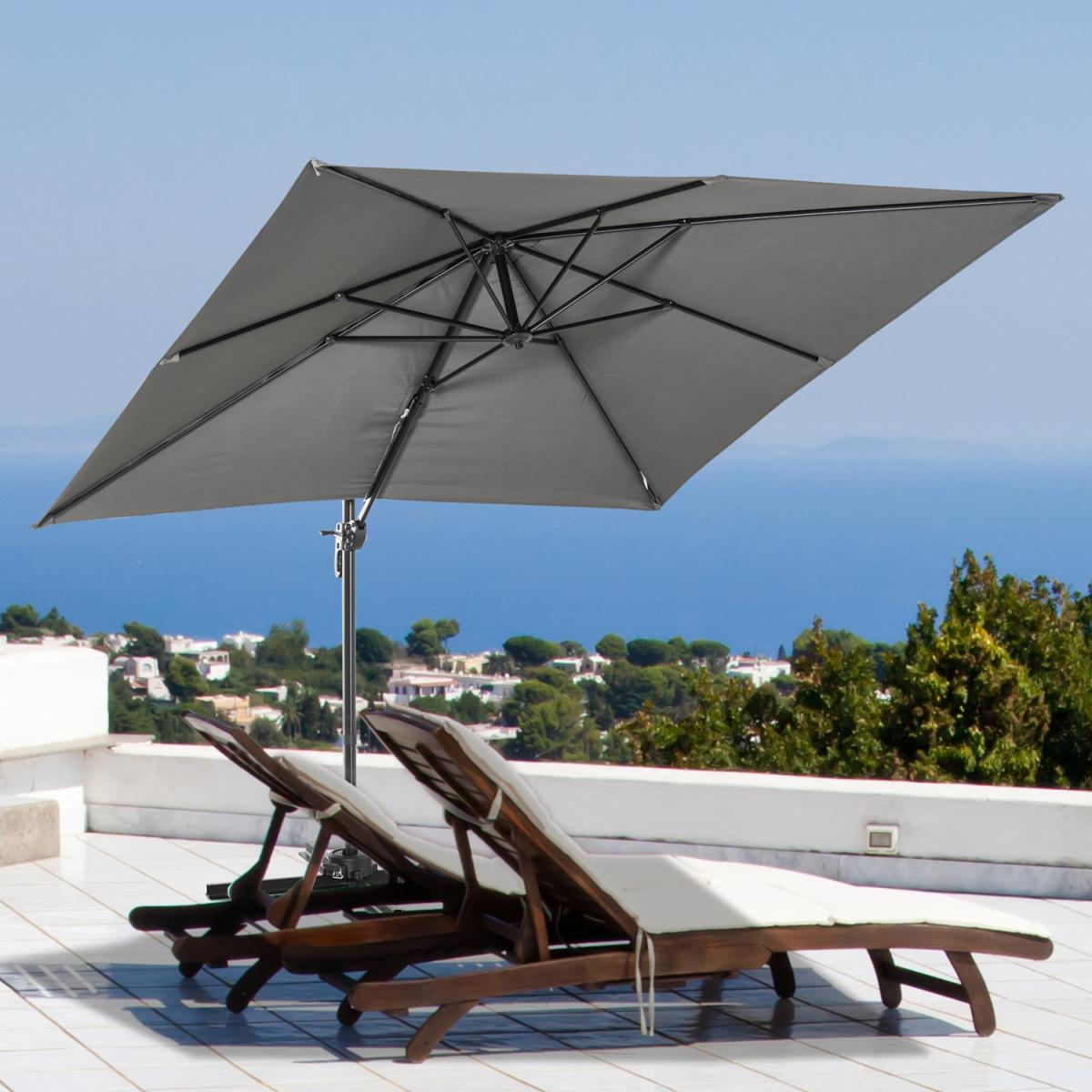 2.7m Outdoor Cantilever Roma Parasol 360 Rotating - Dark Grey – image 1