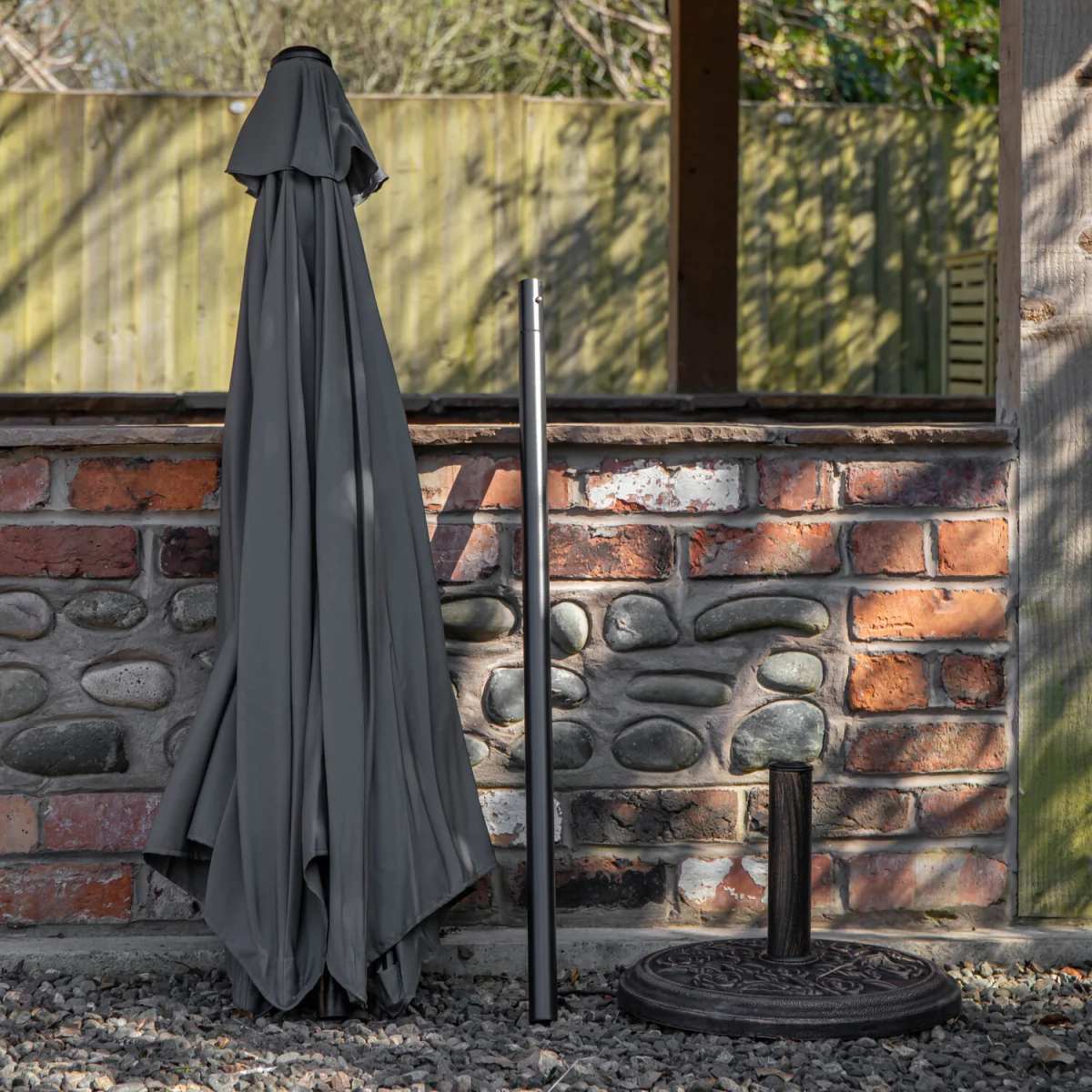2.7m Havana Garden Patio Parasol with Crank Handle in Grey with 9kg Base Included - Grey – image 6