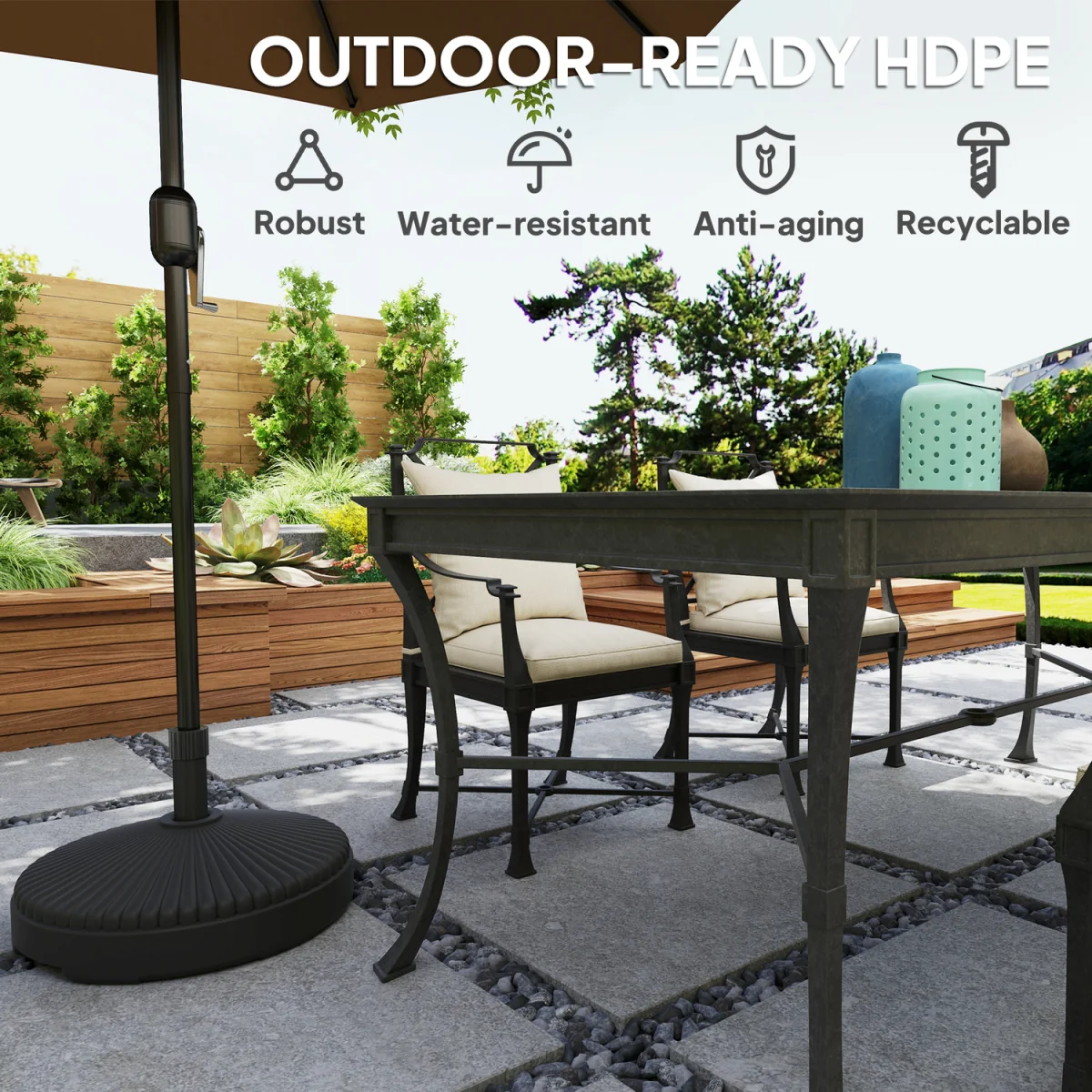 Outsunny 28kg Sand Filled, 23kg Water Filled, Garden Parasol Base - Black – image 5