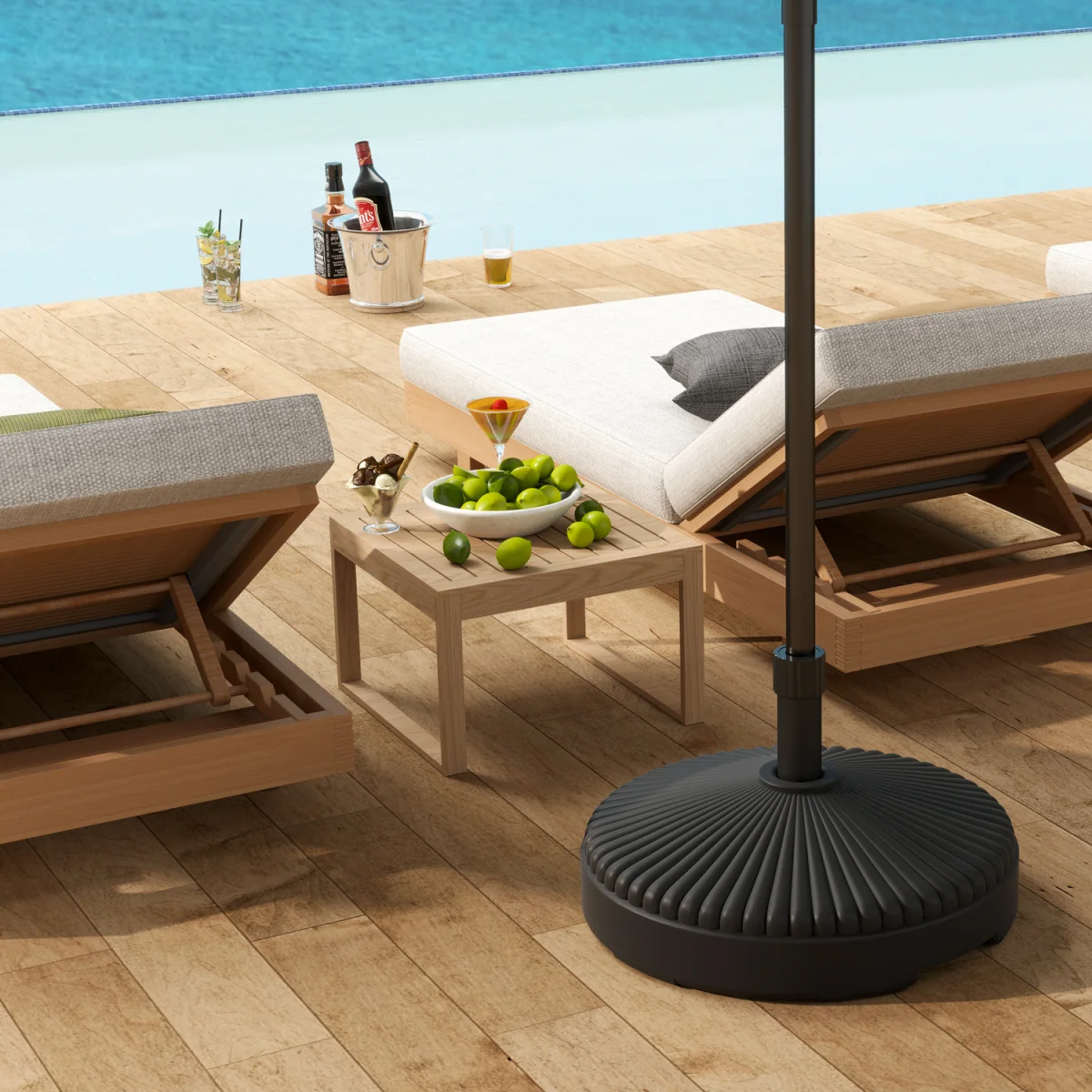 Outsunny 28kg Sand Filled, 23kg Water Filled, Garden Parasol Base - Black – image 6
