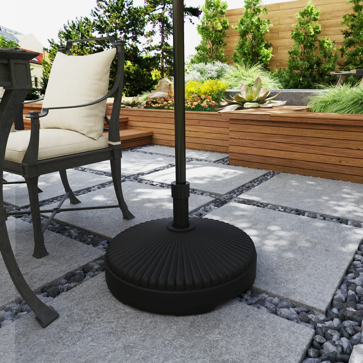 Outsunny 28kg Sand Filled, 23kg Water Filled, Garden Parasol Base - Black – image 7