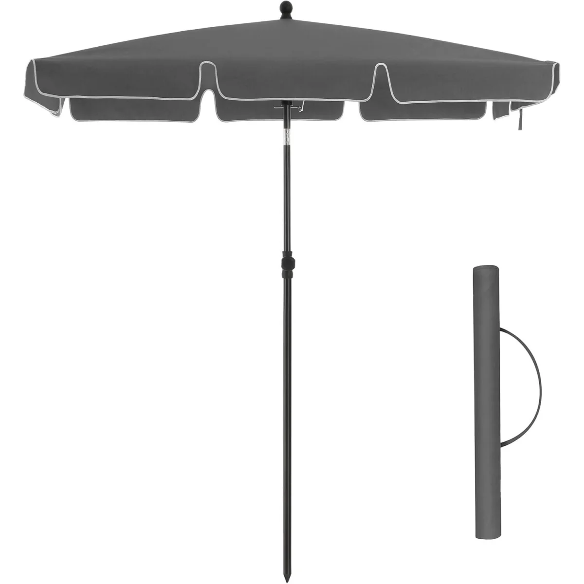 Rectangular Balcony Parasol Umbrella with Adjustable Tilt Mechanism and Weather-Resistant Canopy - Grey – image 4