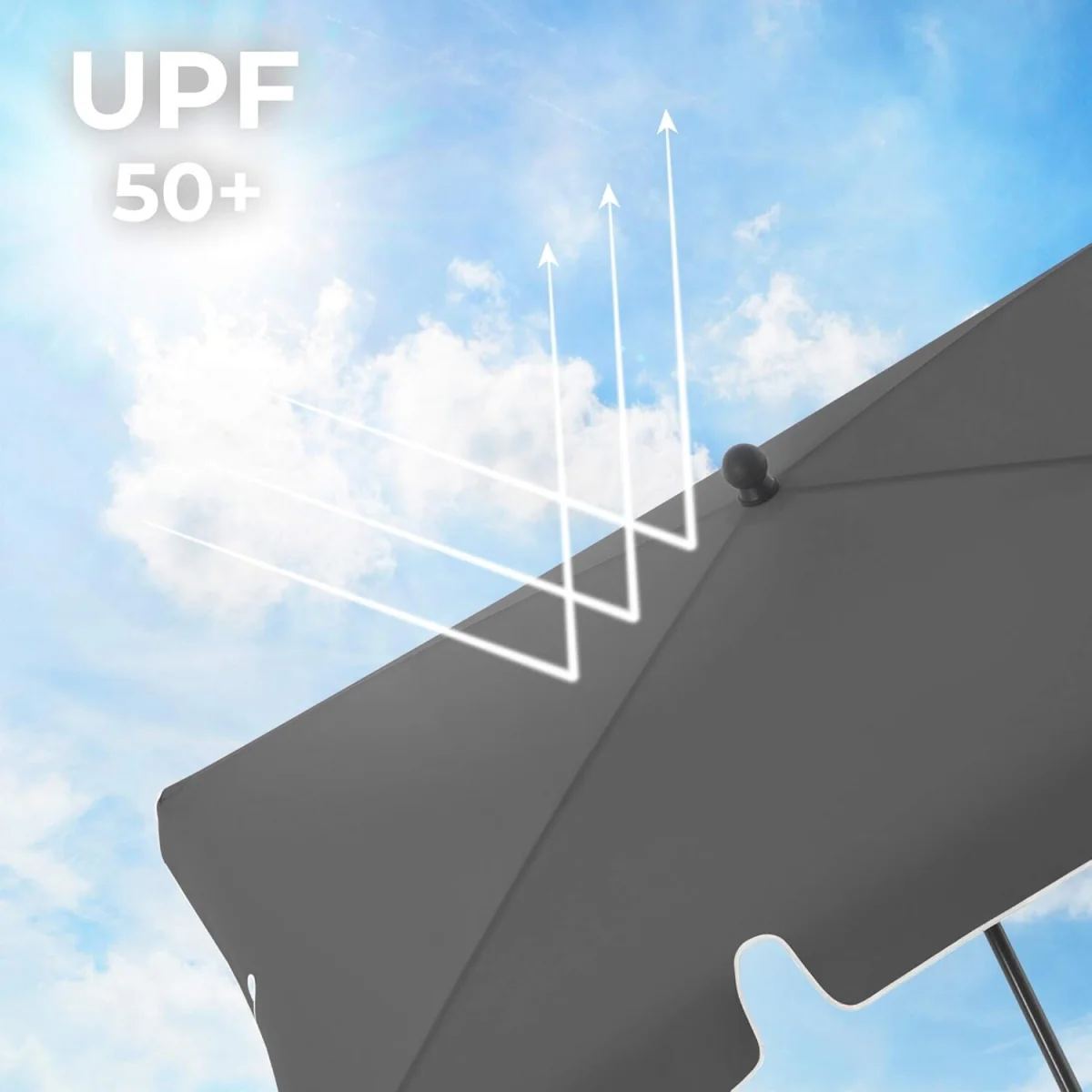 Rectangular Balcony Parasol Umbrella with Adjustable Tilt Mechanism and Weather-Resistant Canopy - Grey – image 5