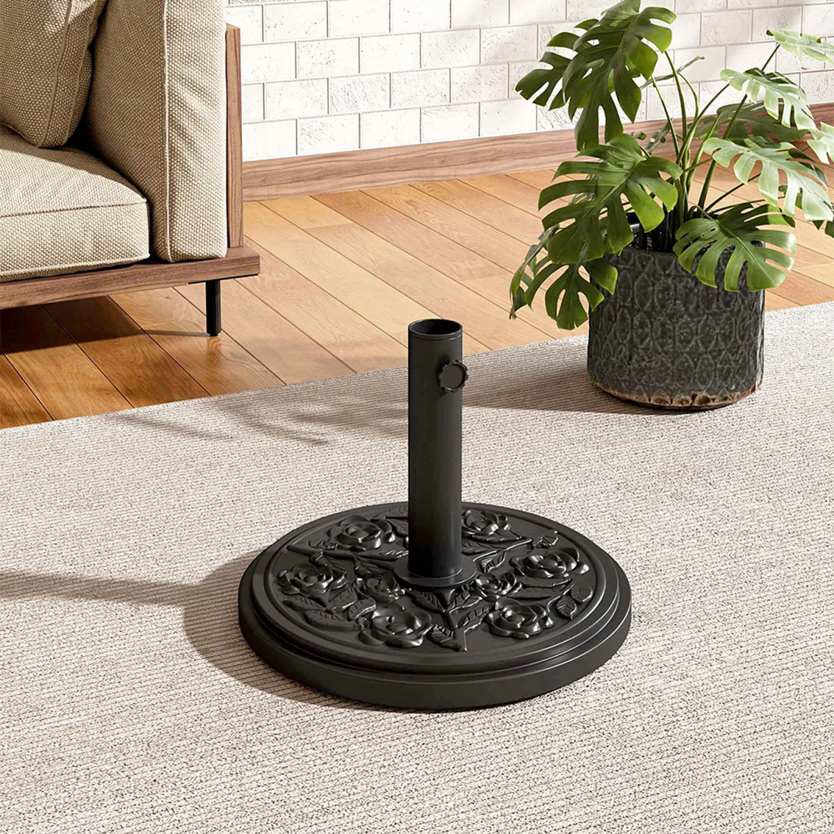 Cement Freestanding Parasol Base - Black – image 2