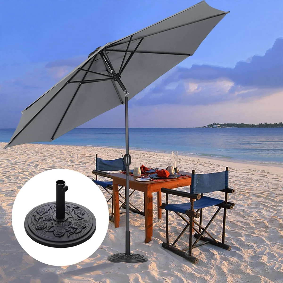 Cement Freestanding Parasol Base - Black – image 1