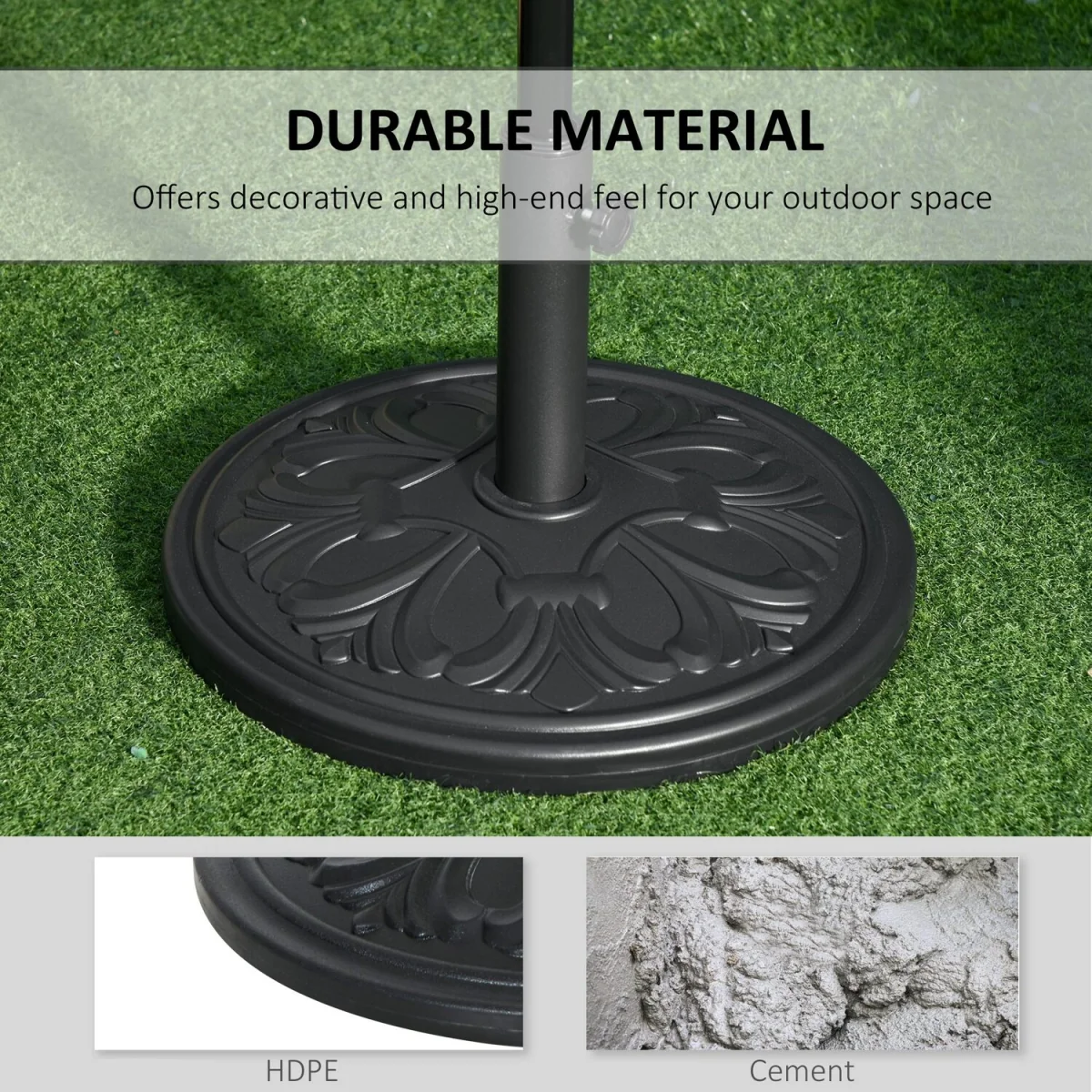 13kg Heavy Duty Round Parasol Base Cement Stand - Black – image 4