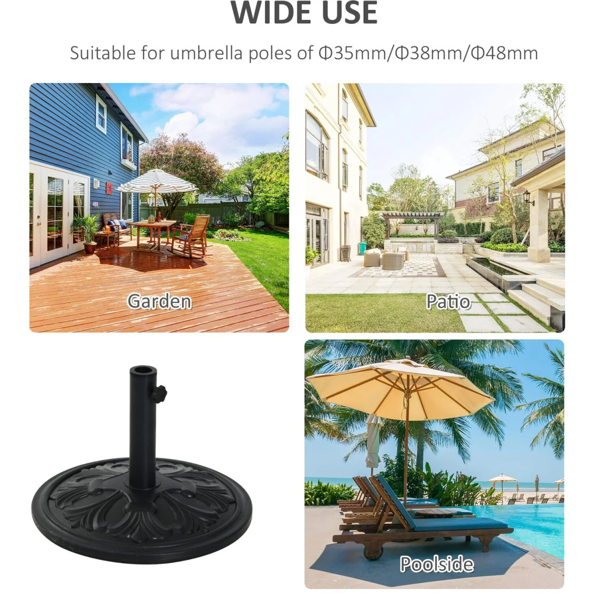 13kg Heavy Duty Round Parasol Base Cement Stand - Black – image 5