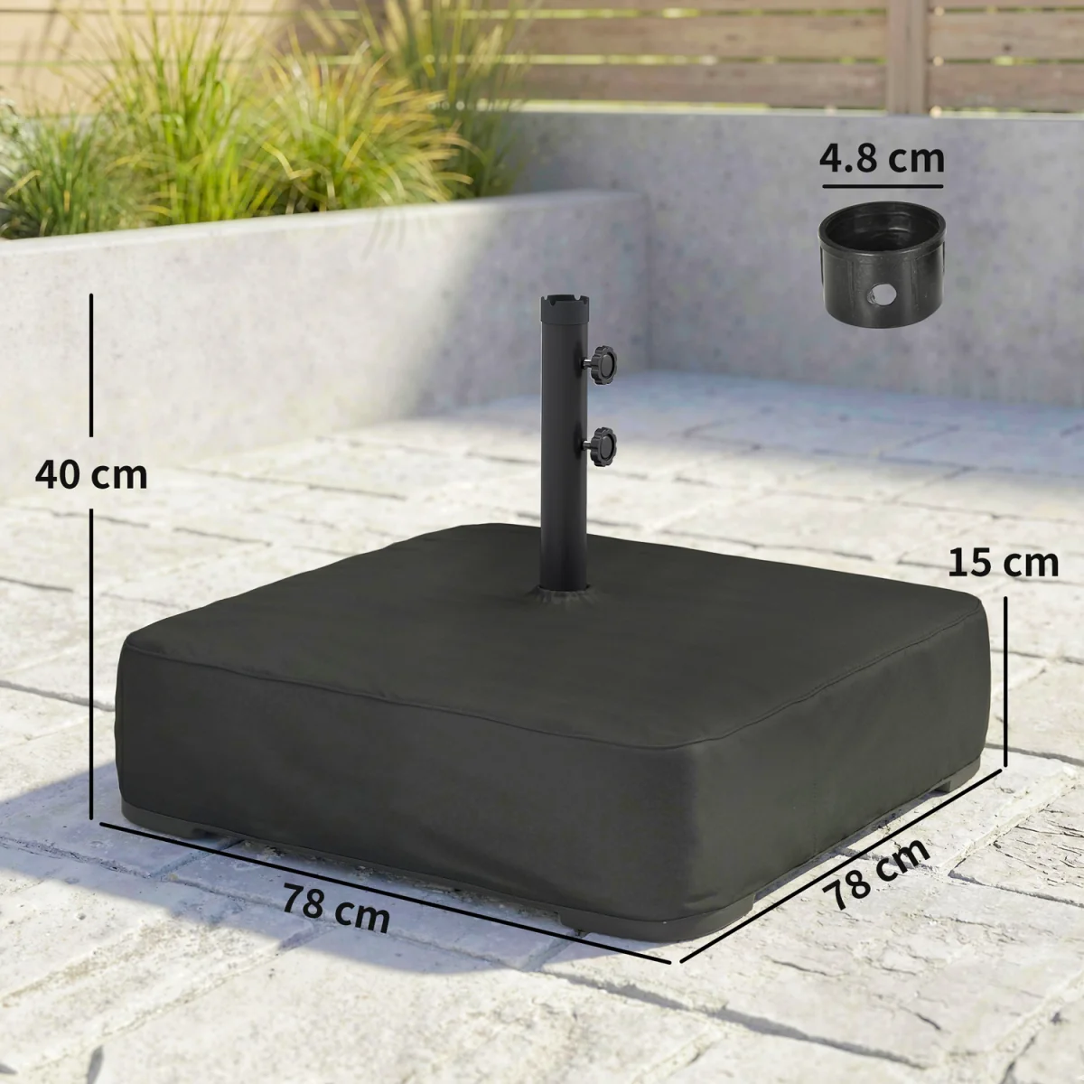 Outsunny Garden Parasol Base 80 kg Sand Filled - Black – image 2