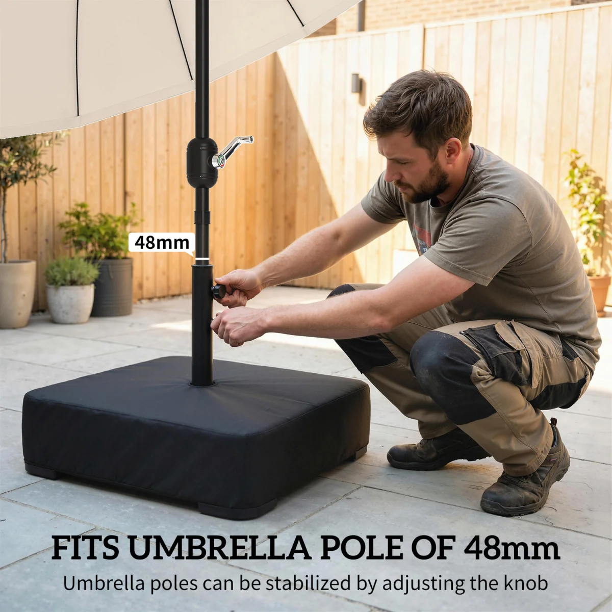 Outsunny Garden Parasol Base 80 kg Sand Filled - Black – image 4