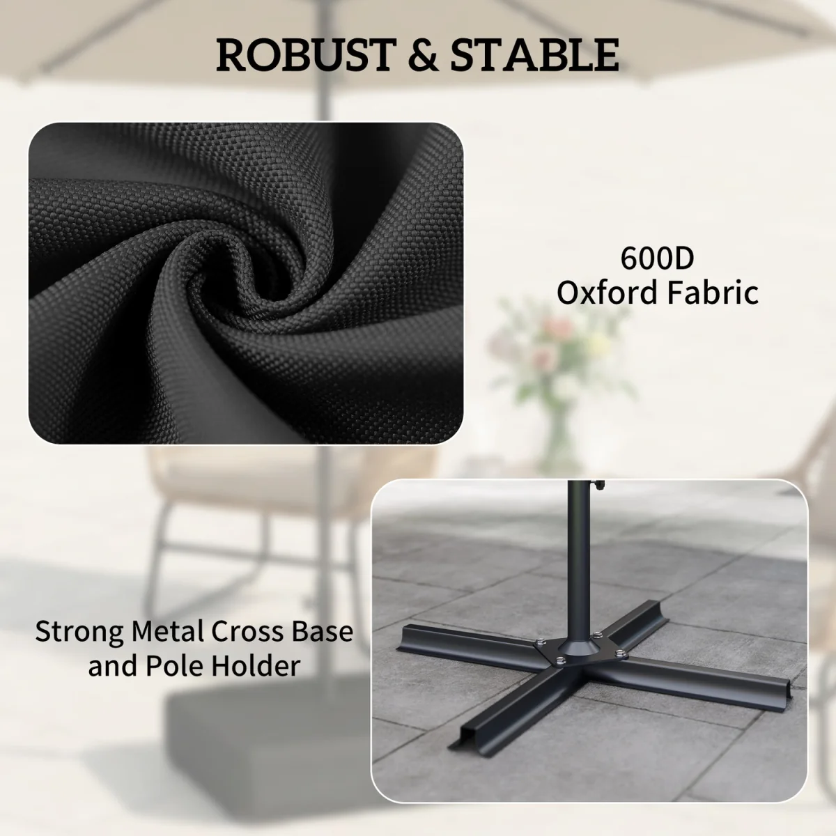 Outsunny Garden Parasol Base 80 kg Sand Filled - Black – image 5