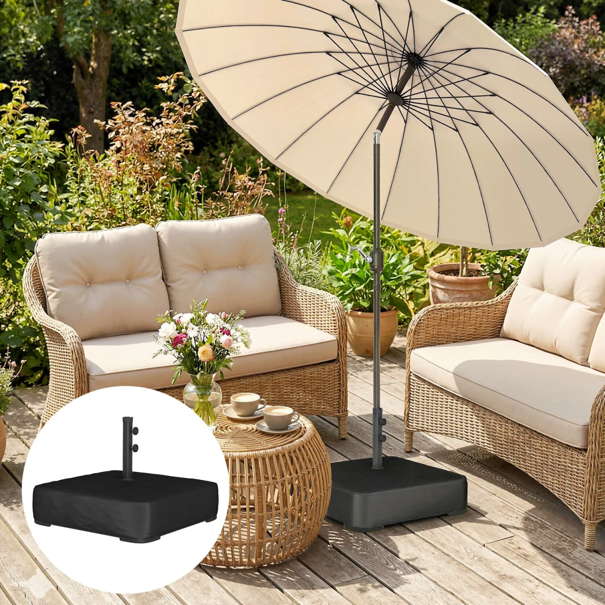 Outsunny Garden Parasol Base 80 kg Sand Filled - Black – image 7
