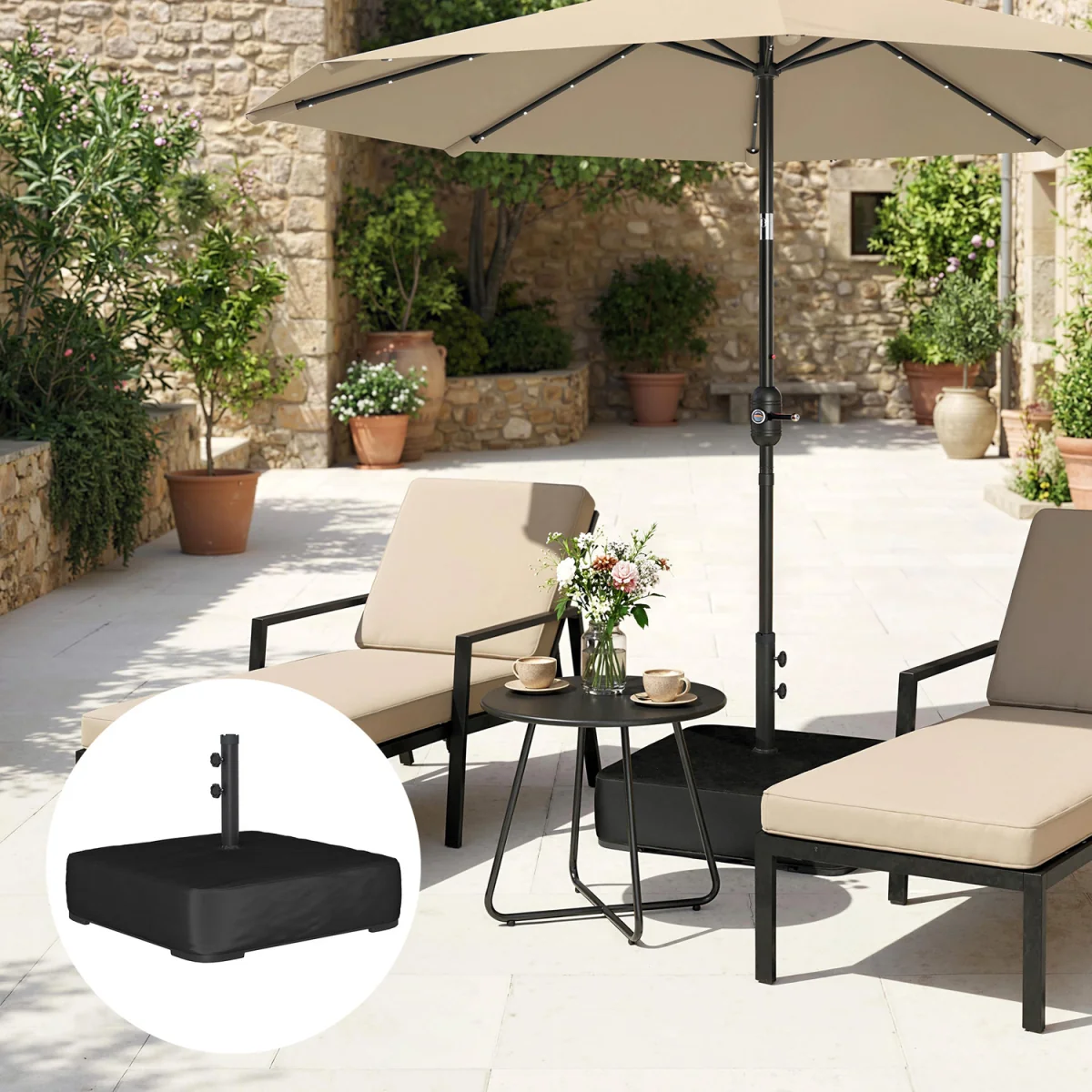 Outsunny Garden Parasol Base 80 kg Sand Filled - Black – image 8