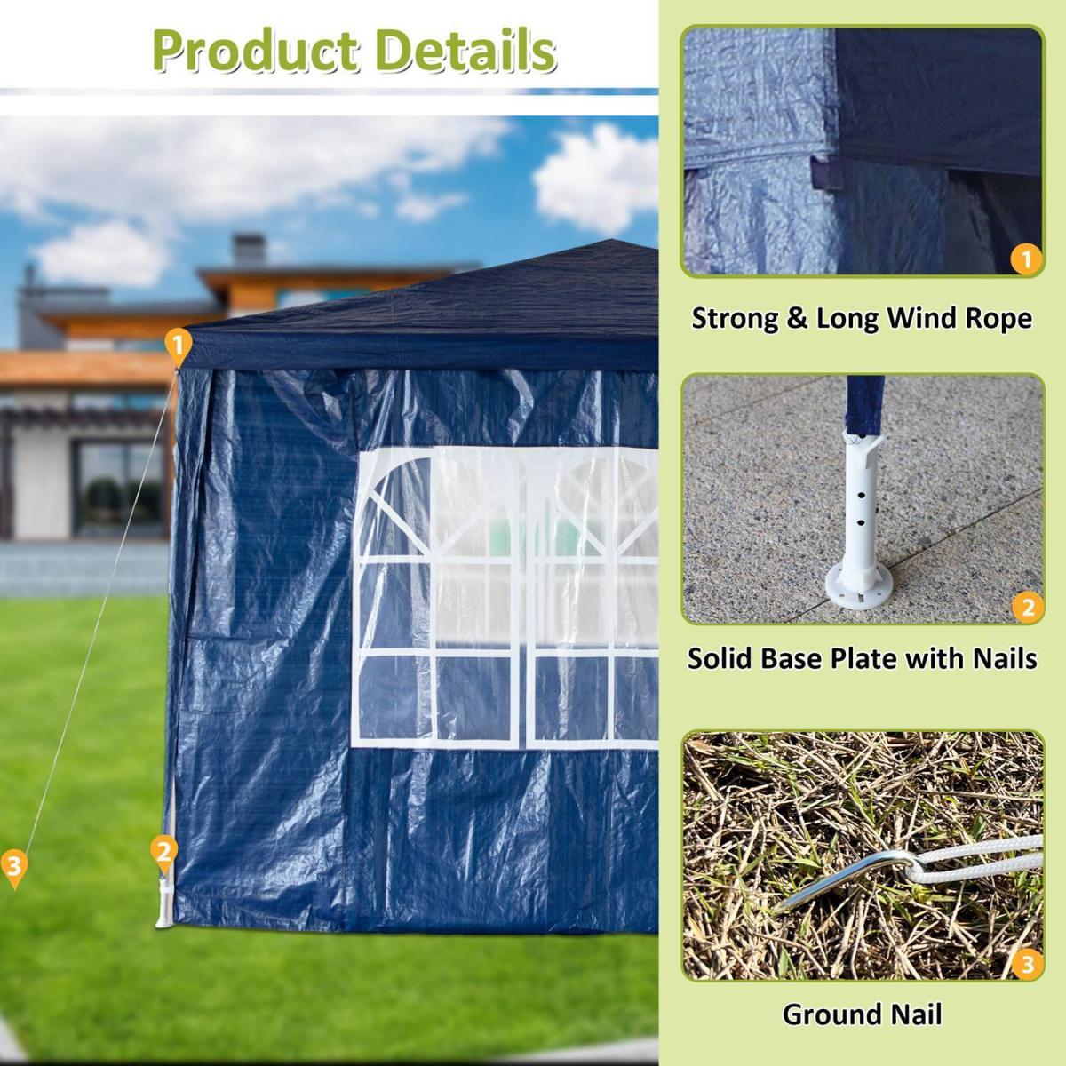 BIRCHTREE Gazebo PE 3X3M PEG01 - Blue – image 6