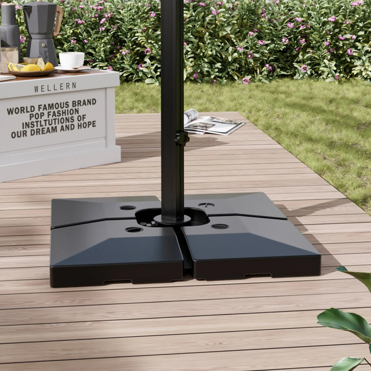 Water and Sand Filled Freestanding Plastic Parasol Base - Black – image 2