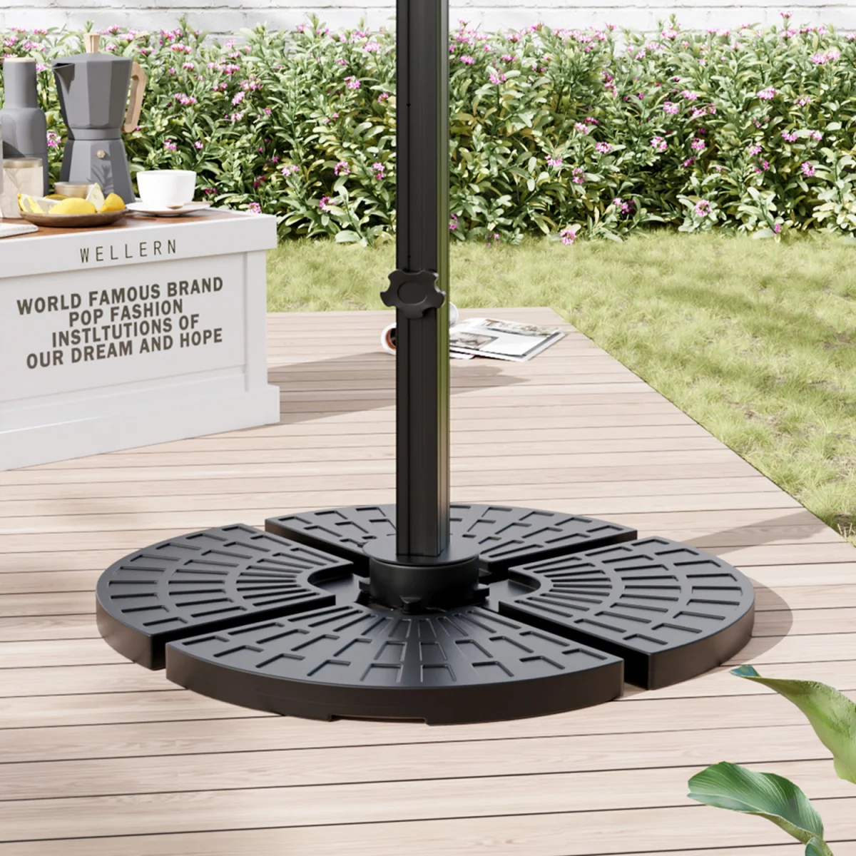 Water and Sand Filled Freestanding Plastic Parasol Base - Black – image 11