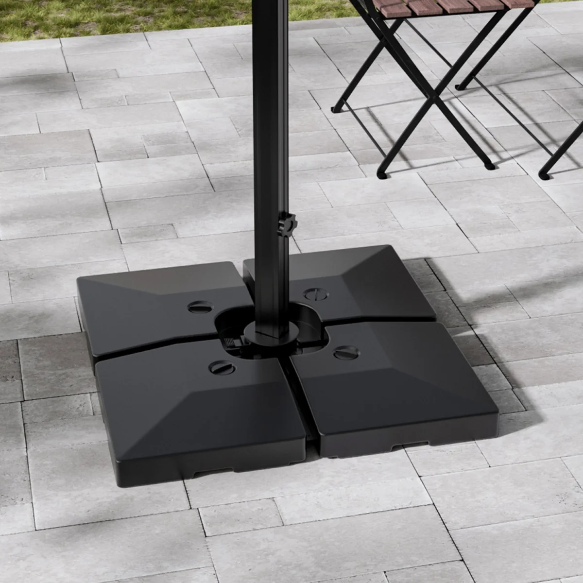 Water and Sand Filled Freestanding Plastic Parasol Base - Black – image 31