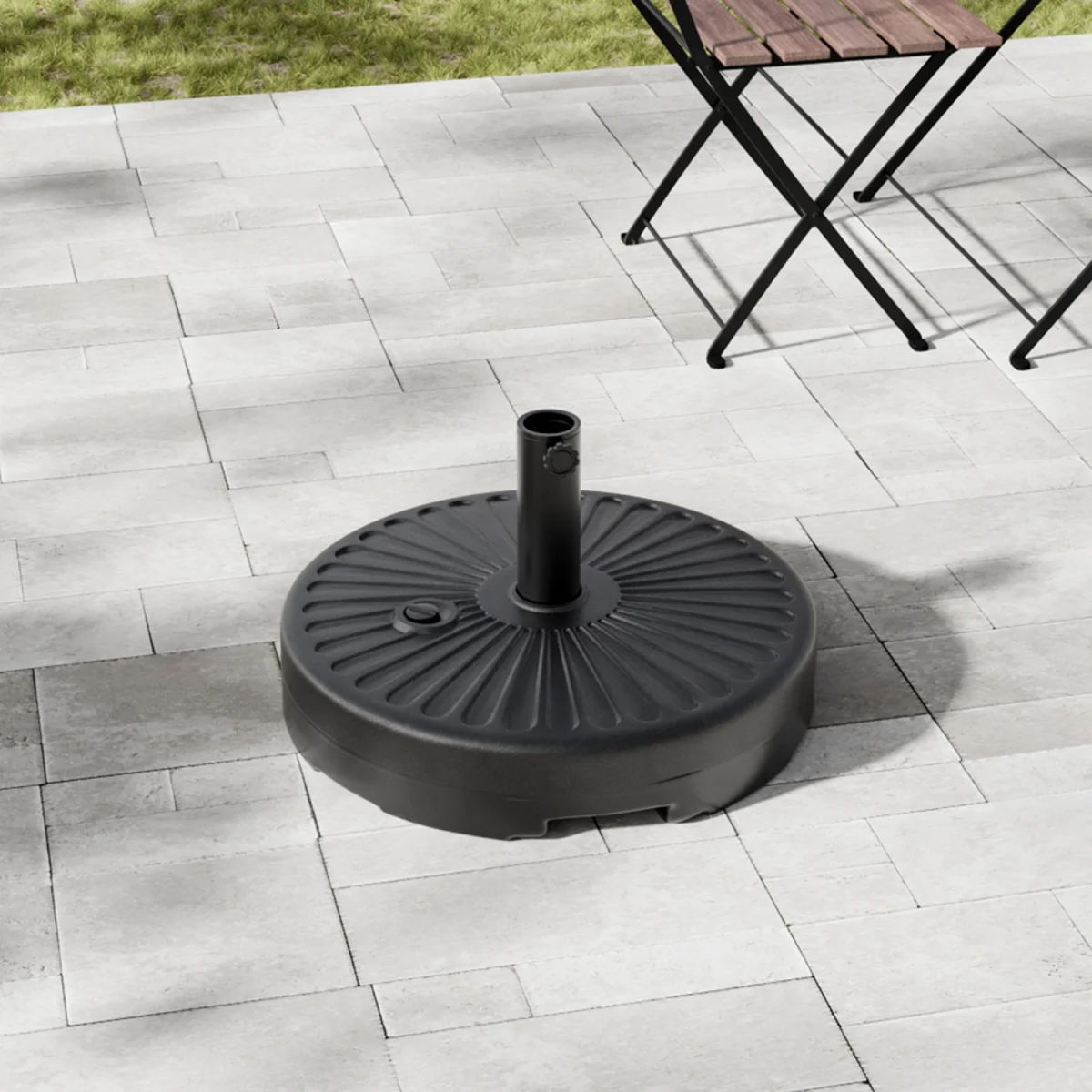 Water and Sand Filled Freestanding Plastic Parasol Base - Black – image 6
